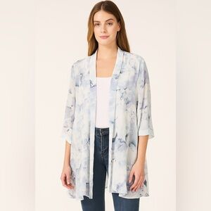 R&M Richards Sheer Blue and White Cardigan